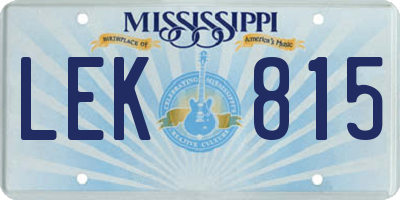 MS license plate LEK815