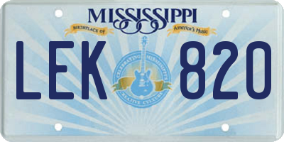 MS license plate LEK820
