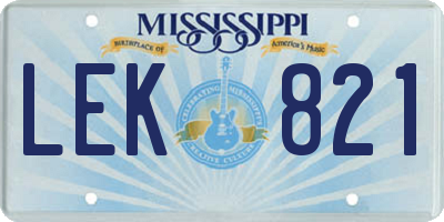 MS license plate LEK821