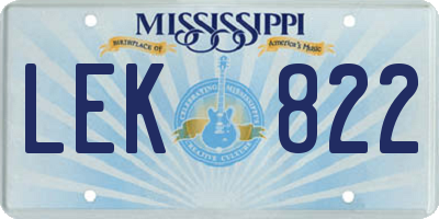 MS license plate LEK822