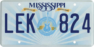 MS license plate LEK824