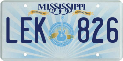 MS license plate LEK826