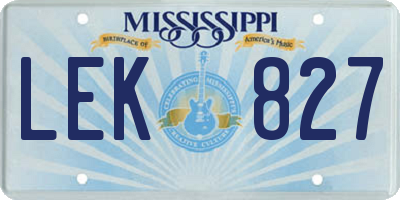 MS license plate LEK827