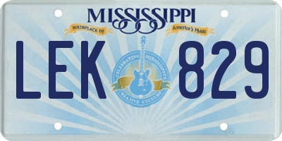 MS license plate LEK829