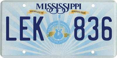 MS license plate LEK836