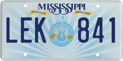 MS license plate LEK841