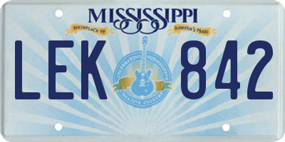 MS license plate LEK842