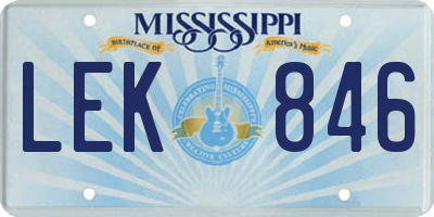 MS license plate LEK846