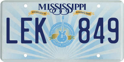 MS license plate LEK849