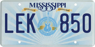 MS license plate LEK850