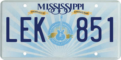 MS license plate LEK851