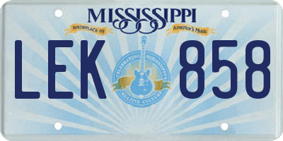 MS license plate LEK858
