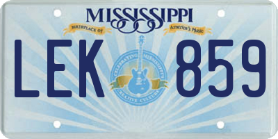 MS license plate LEK859