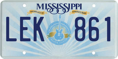 MS license plate LEK861