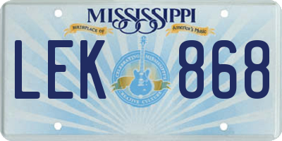 MS license plate LEK868