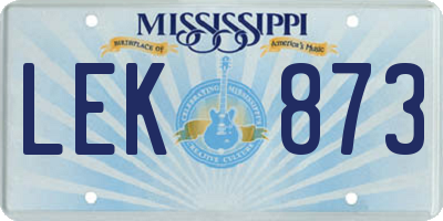 MS license plate LEK873