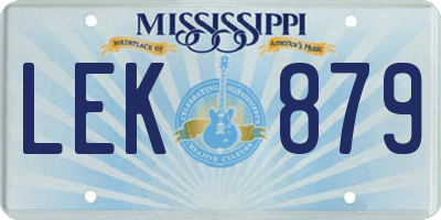 MS license plate LEK879