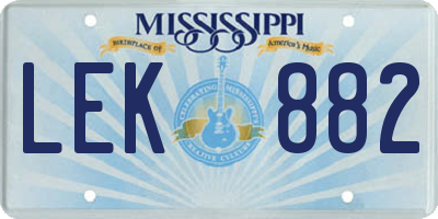 MS license plate LEK882