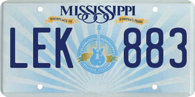 MS license plate LEK883