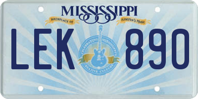 MS license plate LEK890