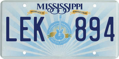 MS license plate LEK894
