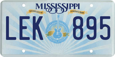 MS license plate LEK895