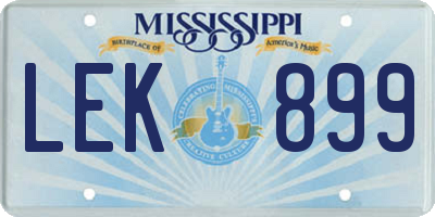 MS license plate LEK899