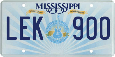 MS license plate LEK900