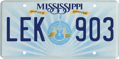 MS license plate LEK903