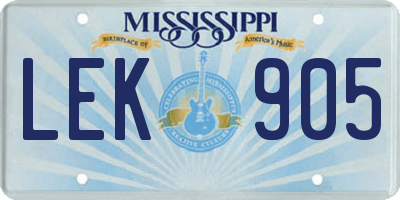MS license plate LEK905