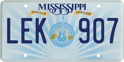 MS license plate LEK907