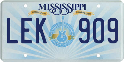 MS license plate LEK909