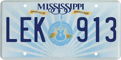 MS license plate LEK913