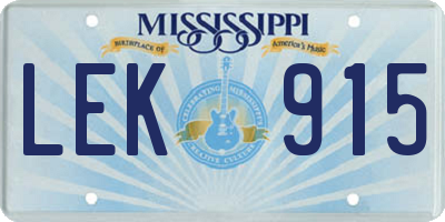 MS license plate LEK915