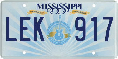 MS license plate LEK917