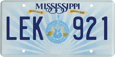 MS license plate LEK921