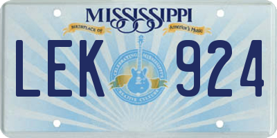 MS license plate LEK924