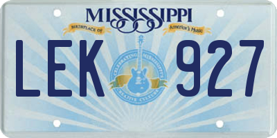 MS license plate LEK927