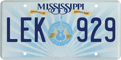 MS license plate LEK929