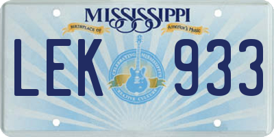 MS license plate LEK933