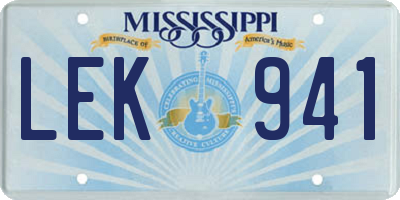 MS license plate LEK941