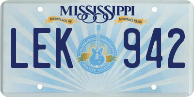 MS license plate LEK942