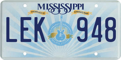 MS license plate LEK948