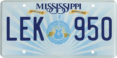 MS license plate LEK950