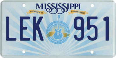 MS license plate LEK951
