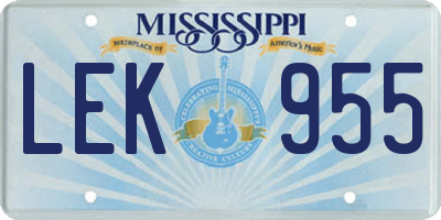 MS license plate LEK955