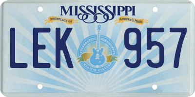 MS license plate LEK957