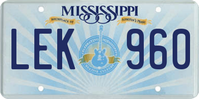 MS license plate LEK960