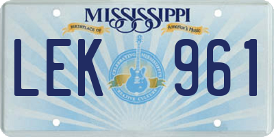 MS license plate LEK961