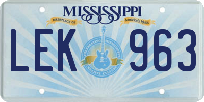 MS license plate LEK963